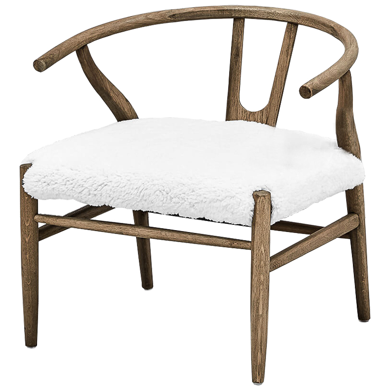 Стул Wishbone Faux Fur Stool Коричневый Белый Стул Wishbone Faux Fur Stool Коричневый Белый в Грозном | Loft Concept