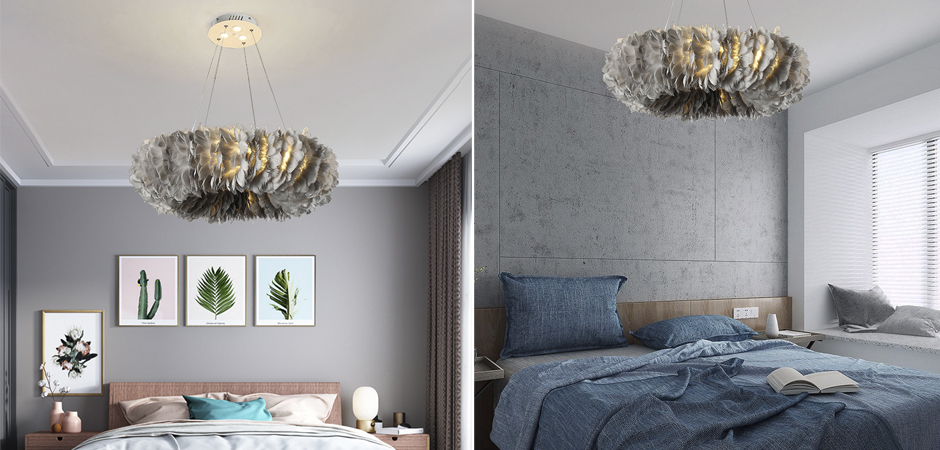 Люстра Кольцо из перьев Plumage Grey Люстра Кольцо из перьев Plumage Grey - Loft-Concept в Грозном