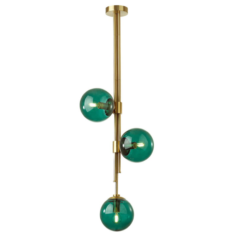 Светильник TRILOGY Ceiling Light Turquoise glass 100  Латунь Изумрудный в Грозном | Loft Concept 