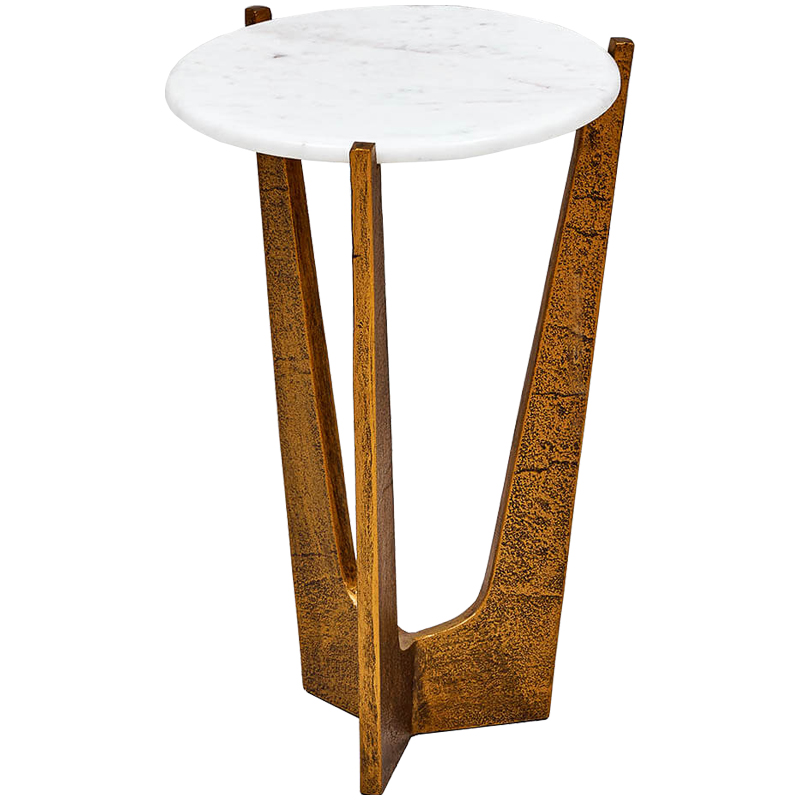 Приставной стол Anga Side Table Белый Винтажное Темное Золото Приставной стол Anga Side Table Белый Винтажное Темное Золото в Грозном | Loft Concept