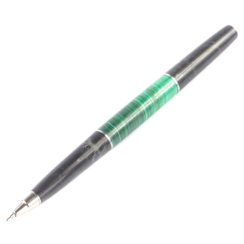 Ручка шариковая из натуральных камней Малахит Змеевик Stone Pens Малахит Черный Серебряный Ручка шариковая из натуральных камней Малахит Змеевик Stone Pens Малахит Черный Серебряный в Грозном | Loft Concept