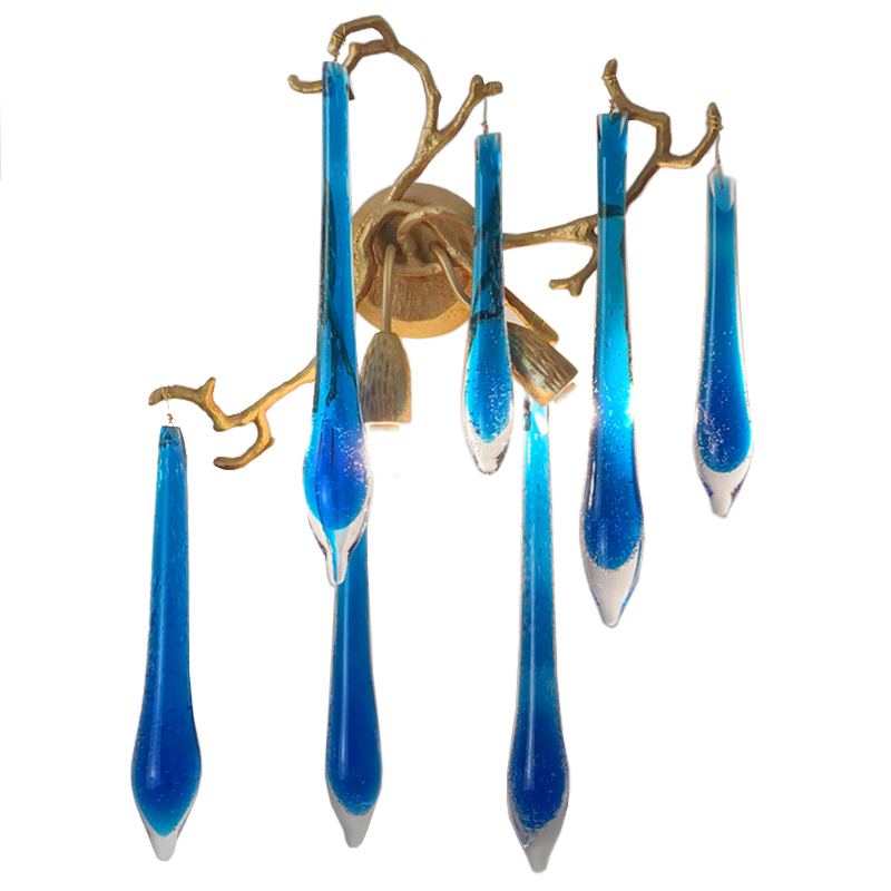 Бра Blue Fountain Wall Lamp Синий Золотой Бра Blue Fountain Wall Lamp Синий Золотой в Грозном | Loft Concept