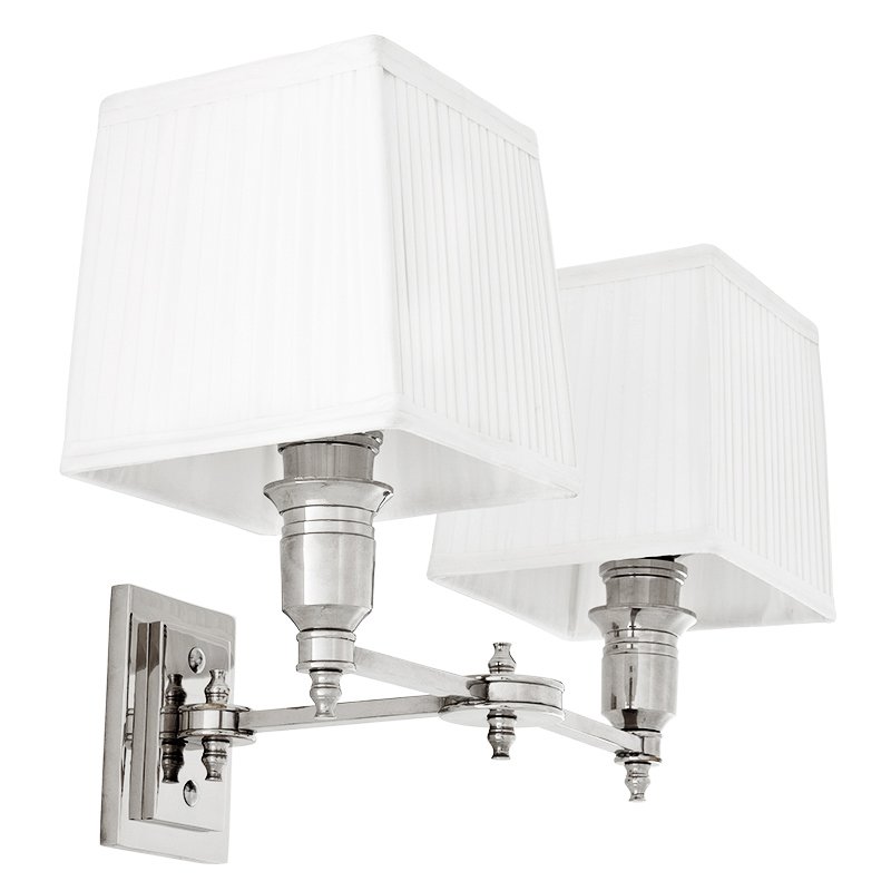 Бра Wall Lamp Lexington Double Nickel+White Никель Белый Бра Wall Lamp Lexington Double Nickel+White Никель Белый в Грозном | Loft Concept