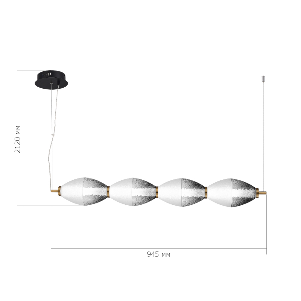 Подвесной светильник линейный в сочетании двух разных фактур стекла Enchanting в Грозном