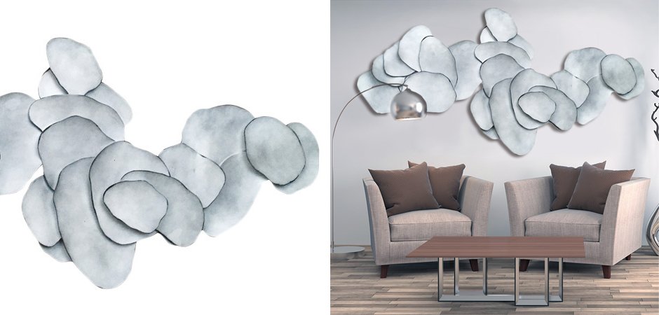 Арт-объект на стену Silver Blue Flakes Арт-объект на стену Silver Blue Flakes - Loft-Concept в Грозном