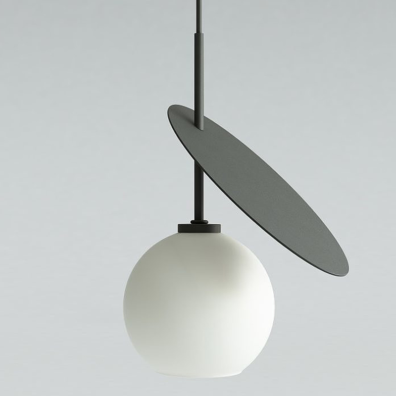 Подвесной светильник Cherry Pendant One Black Белое матовое стекло Черный Подвесной светильник Cherry Pendant One Black Белое матовое стекло Черный в Грозном | Loft Concept