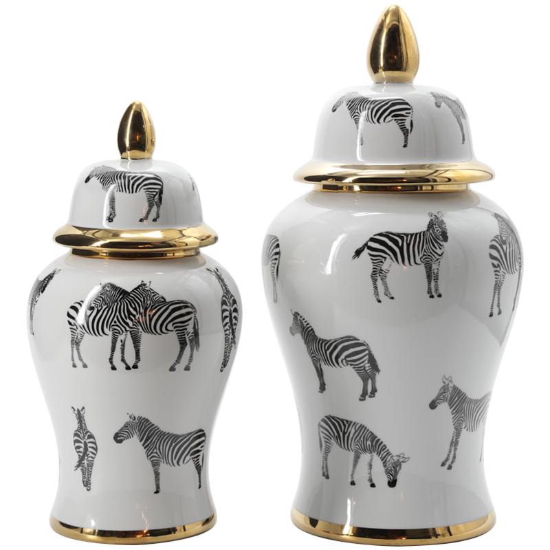 Ваза White Vase Zebra Черный Белый Золотой Ваза White Vase Zebra Черный Белый Золотой в Грозном | Loft Concept
