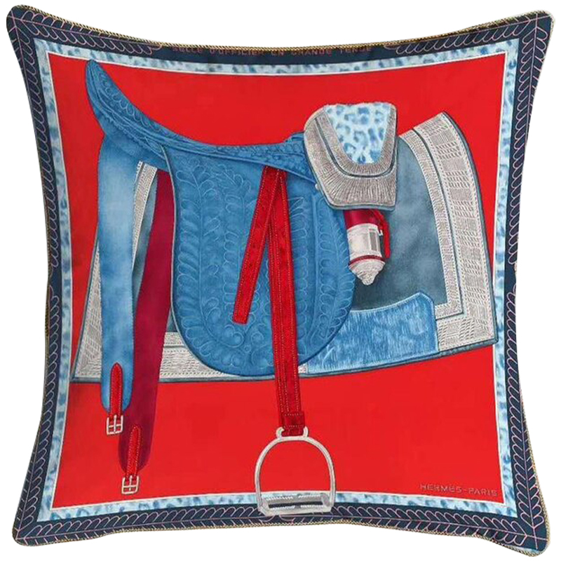 Декоративная подушка Hermes Saddle 126 Красный Синий Голубой Декоративная подушка Hermes Saddle 126 Красный Синий Голубой в Грозном | Loft Concept