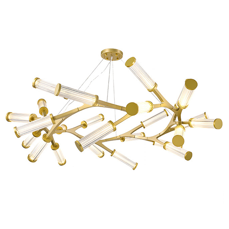 Люстра Cylinder Branches Chandelier Ring Gold Золотой Прозрачный Люстра Cylinder Branches Chandelier Ring Gold Золотой Прозрачный в Грозном | Loft Concept