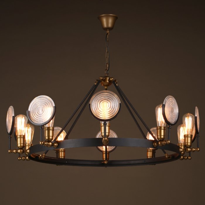 Люстра GASLIGHT LENS Chandelier 10 Черный Люстра GASLIGHT LENS Chandelier 10 Черный в Грозном | Loft Concept
