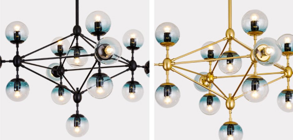Люстра Modo Chandelier Globes Blue Ambre Gold Люстра Modo Chandelier Globes Blue Ambre Gold - Loft-Concept в Грозном