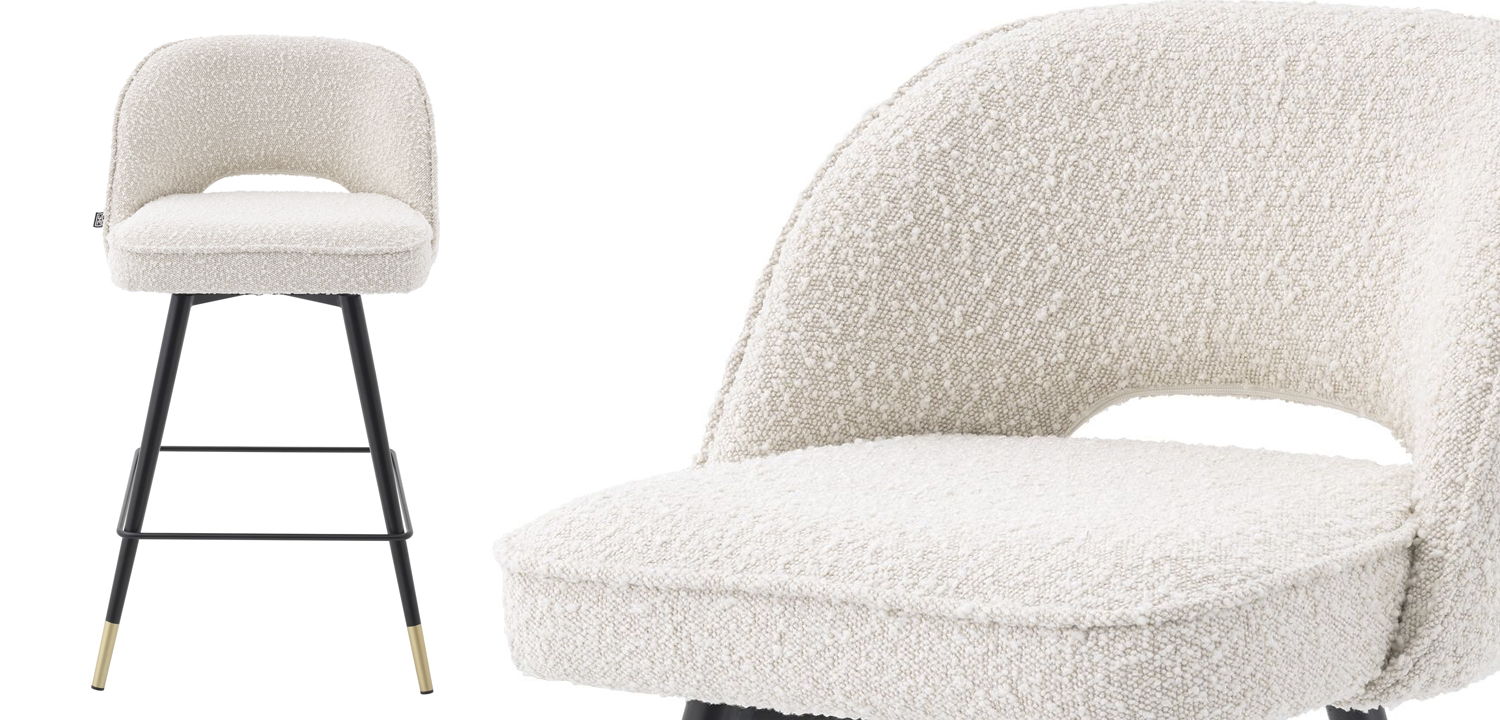 Комплект полубарных стульев Eichholtz Counter Stool Cliff set of 2 Boucle cream - фото