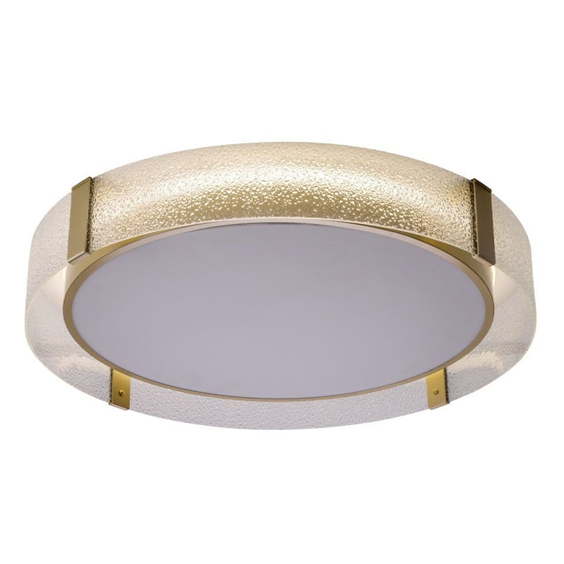 Потолочный светильник круглой формы из стали и стекла Round Glass Brass Латунь Потолочный светильник круглой формы из стали и стекла Round Glass Brass Латунь в Грозном | Loft Concept