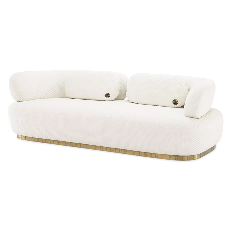 Диван Philipp Plein Sofa Signature Белый Белый Золотой Диван Philipp Plein Sofa Signature Белый Белый Золотой в Грозном | Loft Concept