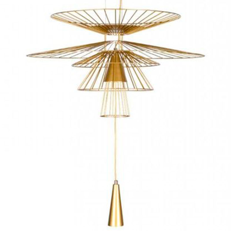 Люстра с металлическим плафоном Shade Metal Chandelier 100 см Золотой Люстра с металлическим плафоном Shade Metal Chandelier 100 см Золотой в Грозном | Loft Concept