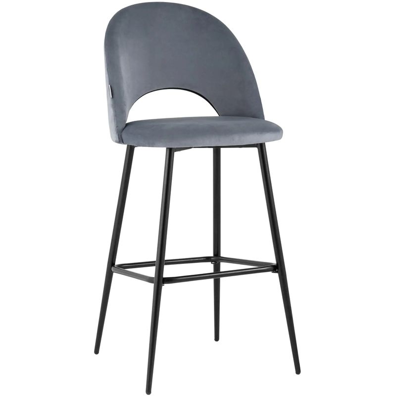 Барный Стул CLIFF Chair Серый Велюр Серый Черный Барный Стул CLIFF Chair Серый Велюр Серый Черный в Грозном | Loft Concept