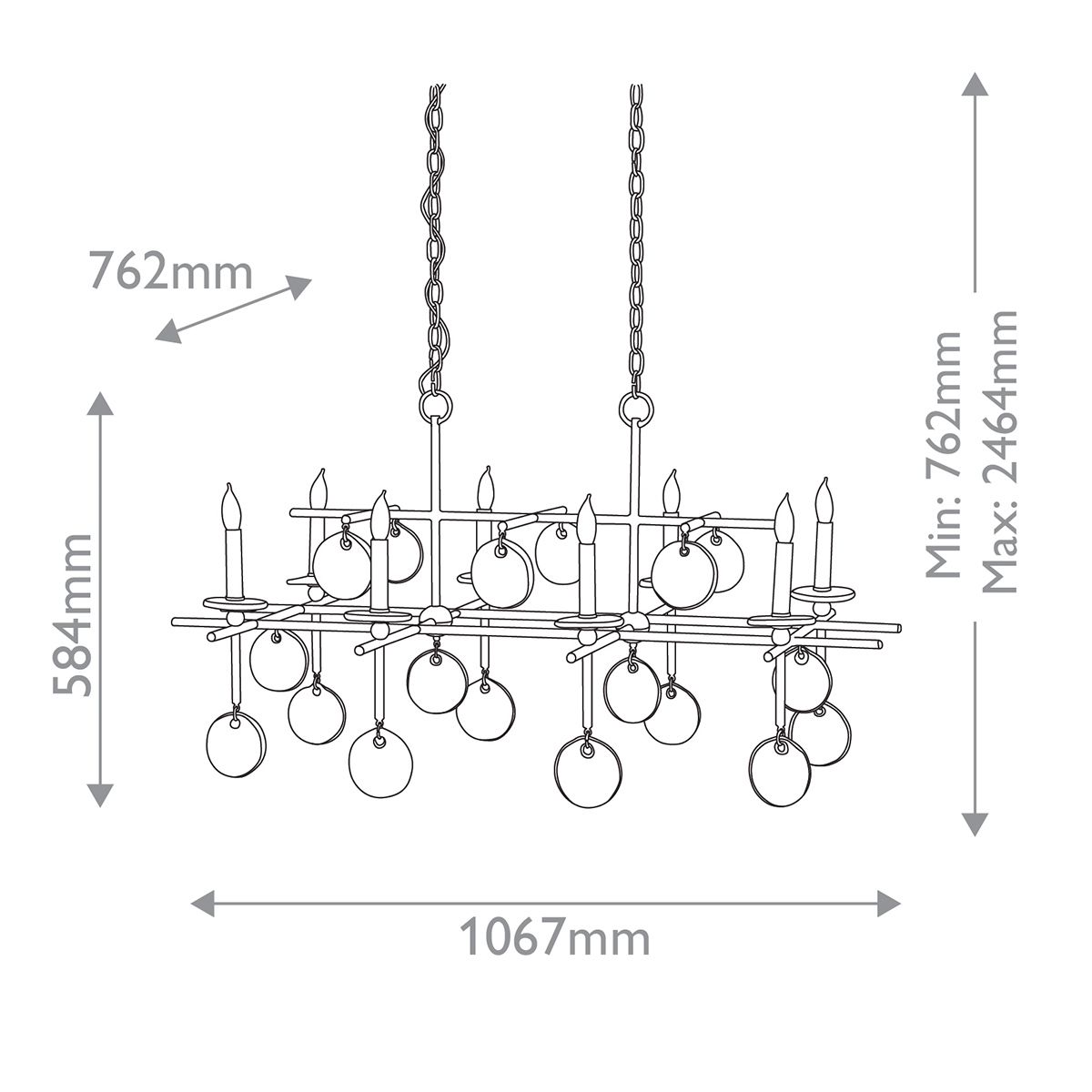 Люстра подвесная с 8-ю лампами и стеклянными круглыми подвесками Currey & Company в Грозном