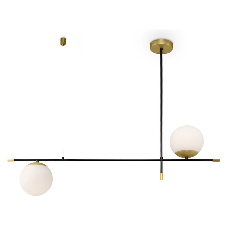Светильник Spike Two Balls Hanging Lamp Белый Золотой Черный в Грозном | Loft Concept 