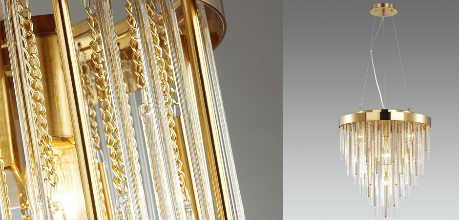 Люстра Luxury Gold & Glass Stripes Люстра Luxury Gold & Glass Stripes - Loft-Concept в Грозном