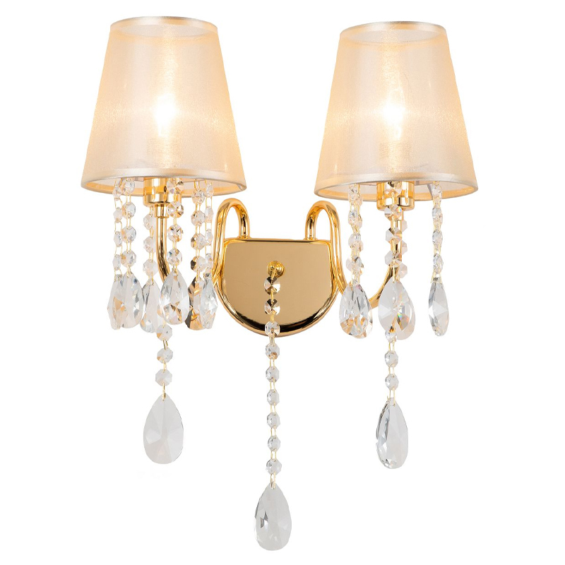 Двойное бра золотого цвета с хрустальным декором Dainty Light Золотой Янтарный Двойное бра золотого цвета с хрустальным декором Dainty Light Золотой Янтарный в Грозном | Loft Concept