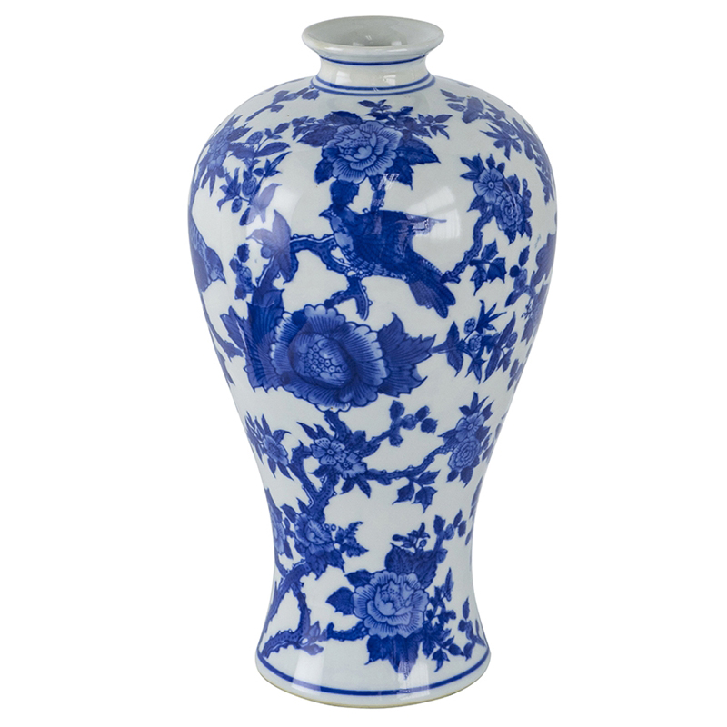 Ваза Bird in Flowers Vase Синий Белый Ваза Bird in Flowers Vase Синий Белый в Грозном | Loft Concept