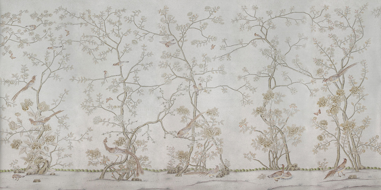 Обои ручная роспись Earlham Silver Metallic - фото