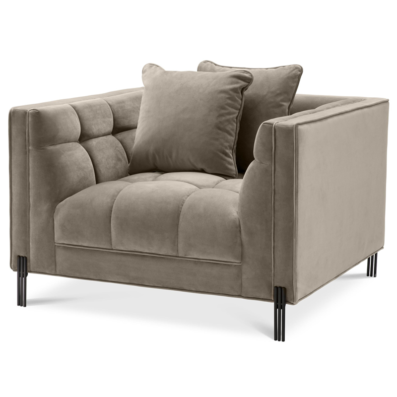 Кресло Eichholtz Chair Sienna greige Бежево-серый Черный Кресло Eichholtz Chair Sienna greige Бежево-серый Черный в Грозном | Loft Concept