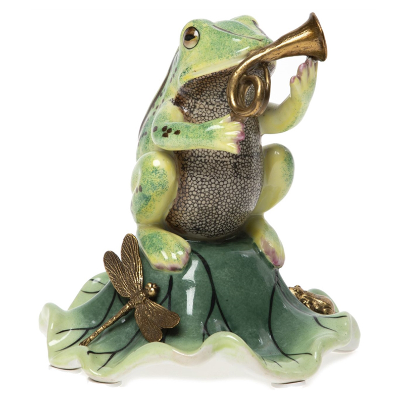 Статуэтка Frog Trumpeter Зеленый Золотой Статуэтка Frog Trumpeter Зеленый Золотой в Грозном | Loft Concept