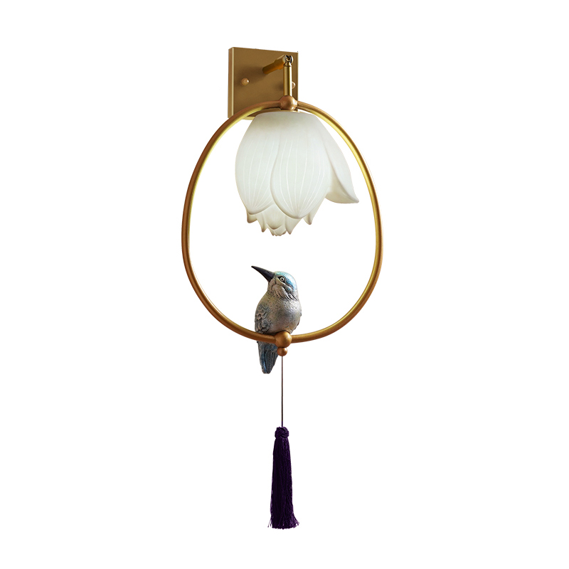 Бра White Flower and bird Sconce Глянцевое золото Белый Синий Бра White Flower and bird Sconce Глянцевое золото Белый Синий в Грозном | Loft Concept