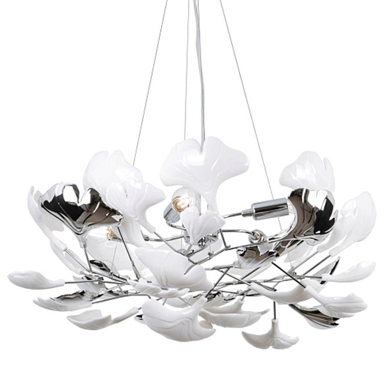 Люстра Wintery flover Chrome с Белыми декоративными плафонами Хром Белый Люстра Wintery flover Chrome с Белыми декоративными плафонами Хром Белый в Грозном | Loft Concept