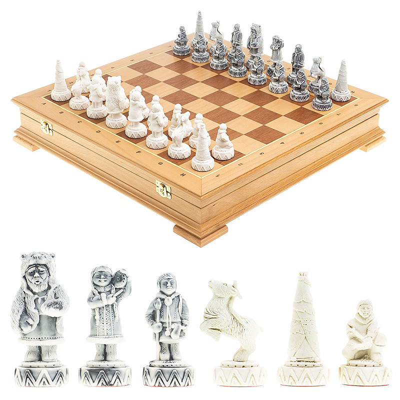 Шахматы Северные народы в ларце из натурального бука Decorative Thematic Chess Белый Серый Оранжевый Коричневый Шахматы Северные народы в ларце из натурального бука Decorative Thematic Chess Белый Серый Оранжевый Коричневый в Грозном | Loft Concept