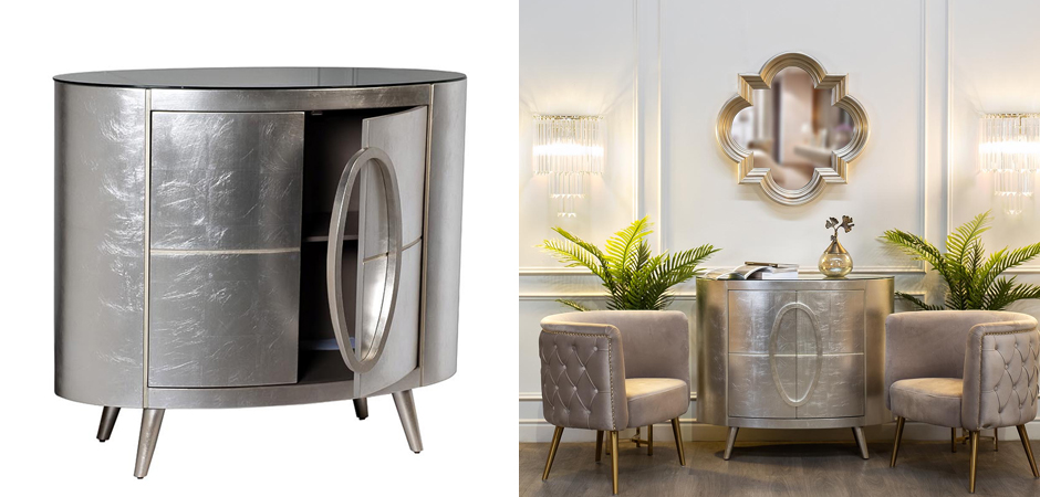 Комод округлой формы Plane Round Pattern Commode Серебристый - Loft-Concept в Грозном