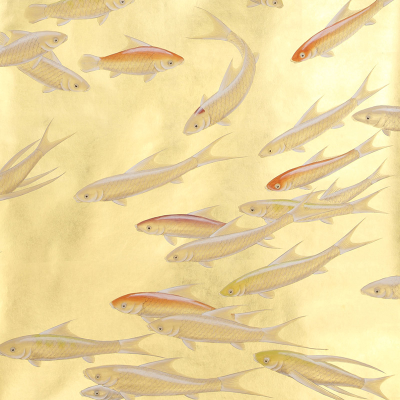 Обои ручная роспись Fishes Koi on Deep Rich Gold gilded paper Обои ручная роспись Fishes Koi on Deep Rich Gold gilded paper в Грозном | Loft Concept