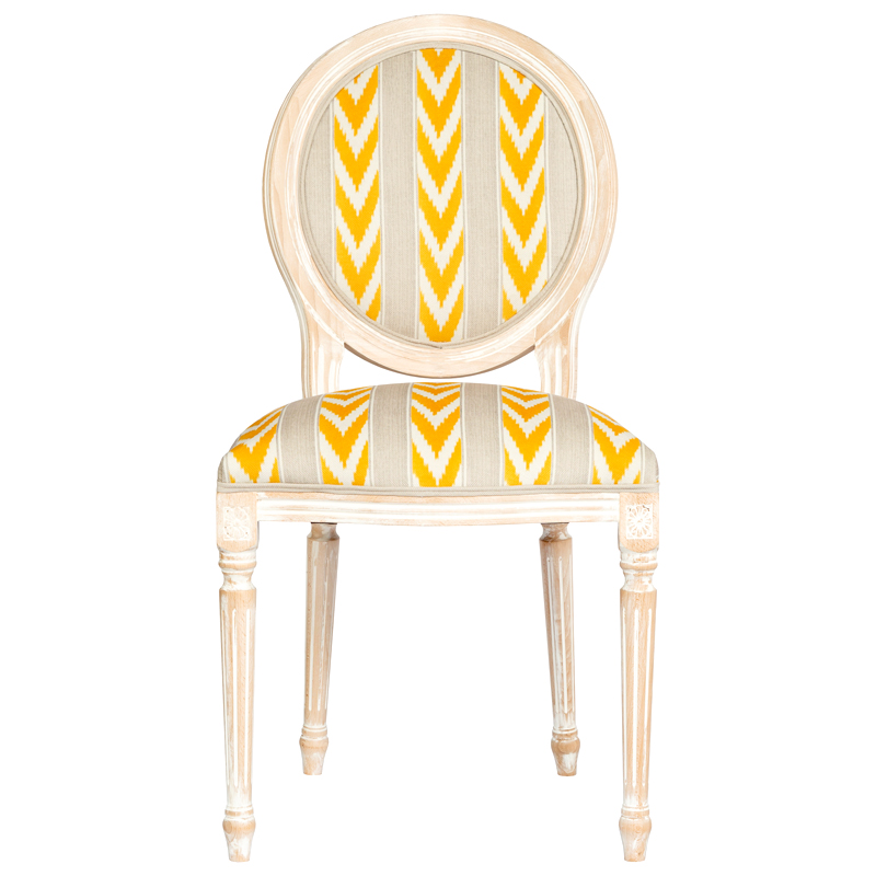 Стул Ikat Pattern с желтым узором Белый Желтый Бежевый Стул Ikat Pattern с желтым узором Белый Желтый Бежевый в Грозном | Loft Concept