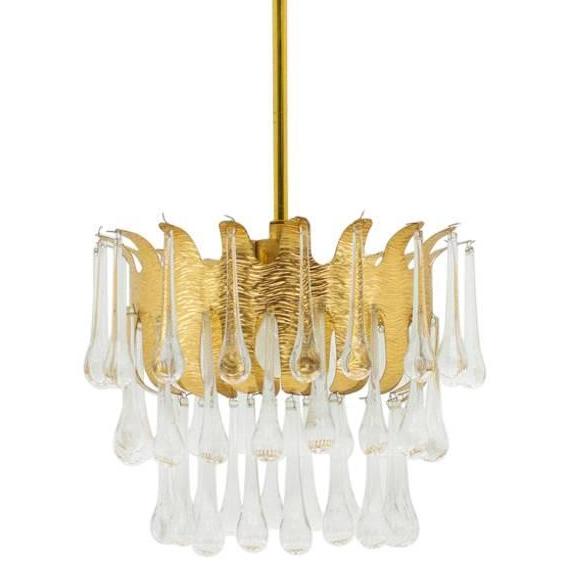 Люстра Ernst Palme Glass and Gilded Brass Chandelier Золотой Люстра Ernst Palme Glass and Gilded Brass Chandelier Золотой в Грозном | Loft Concept