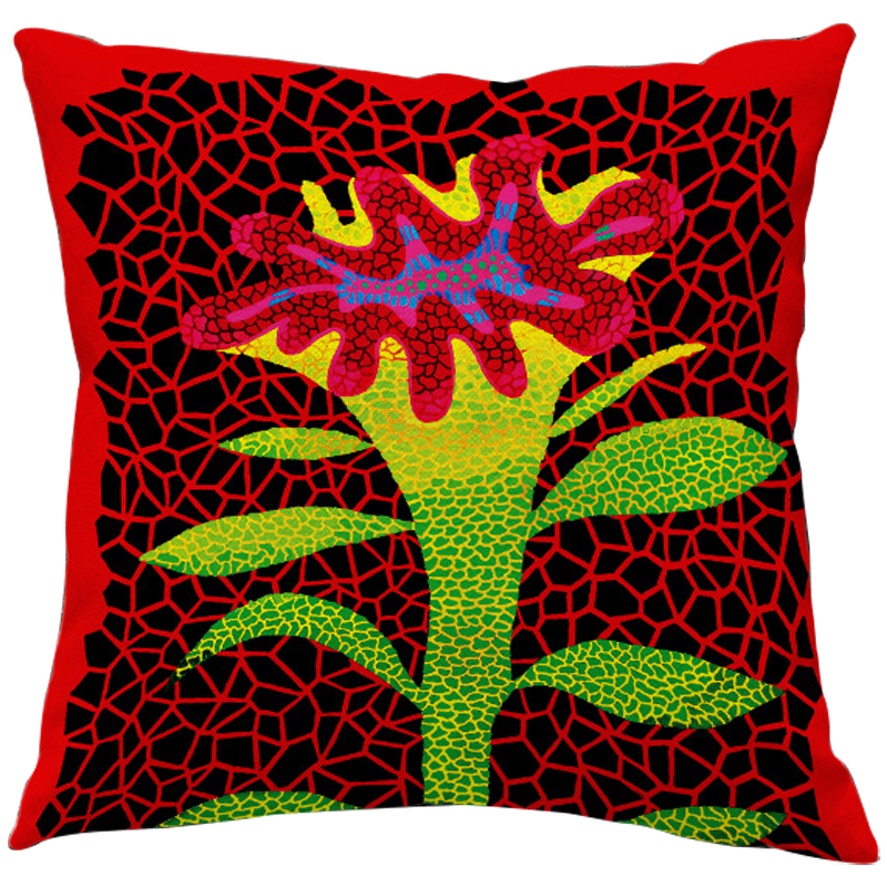 Декоративная подушка Yayoi Kusama Flower Red Красный Зеленый Желтый Мульти Декоративная подушка Yayoi Kusama Flower Red Красный Зеленый Желтый Мульти в Грозном | Loft Concept