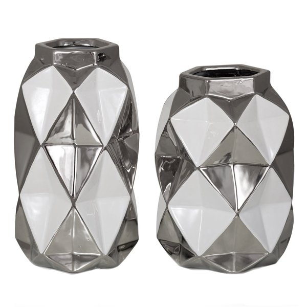 Ваза Origami Silver Серебряный Белый Ваза Origami Silver Серебряный Белый в Грозном | Loft Concept