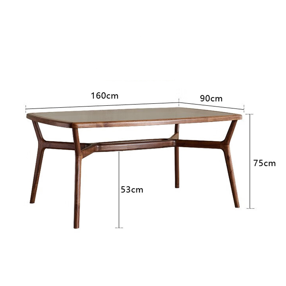 Стол обеденный с каркасом из дерева и стеклянной столешницей Walnut Dining Table в Грозном
