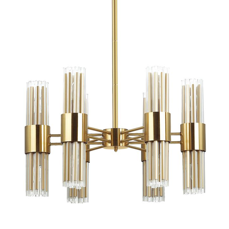 Люстра Gladwin Glass Tubes Chandelier Прозрачный Золотой Люстра Gladwin Glass Tubes Chandelier Прозрачный Золотой в Грозном | Loft Concept