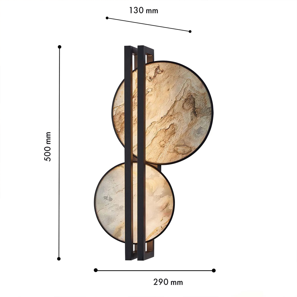 Бра из двух каменных дисков в металлической раме Constellation в Грозном