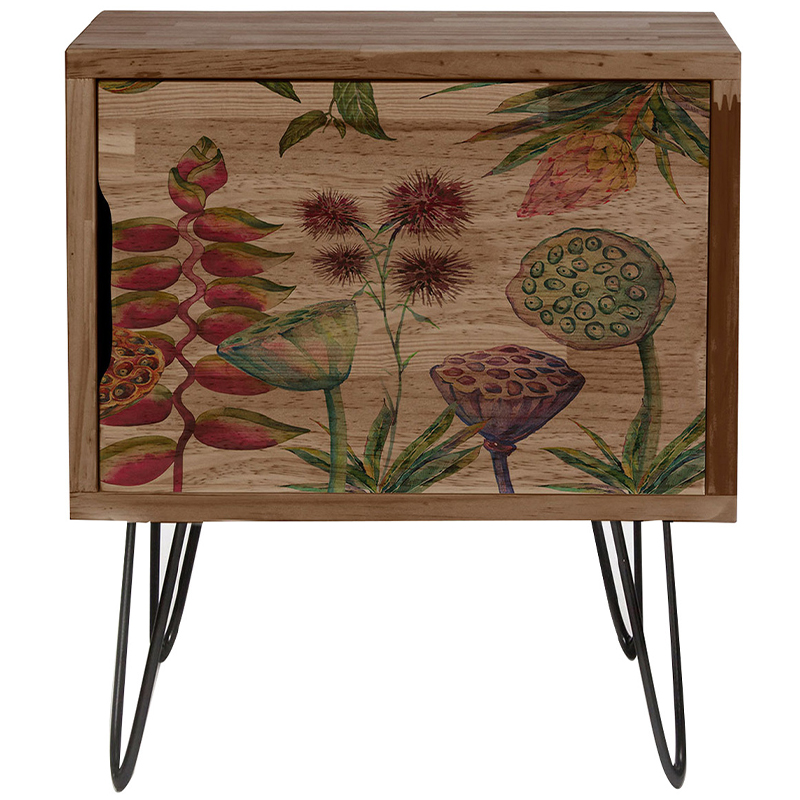 Тумба с цветочным изображением Floral Wood Nightstand Коричневый Тумба с цветочным изображением Floral Wood Nightstand Коричневый в Грозном | Loft Concept