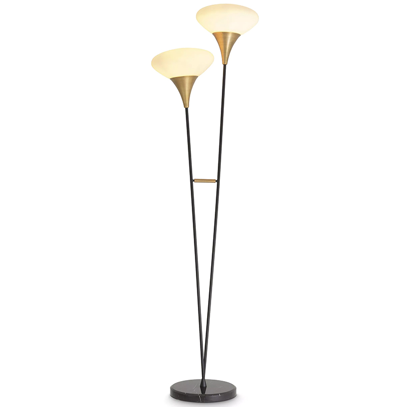 Торшер Eichholtz Floor Lamp Duco Латунь Белый Черный Черный Мрамор Nero Торшер Eichholtz Floor Lamp Duco Латунь Белый Черный Черный Мрамор Nero в Грозном | Loft Concept