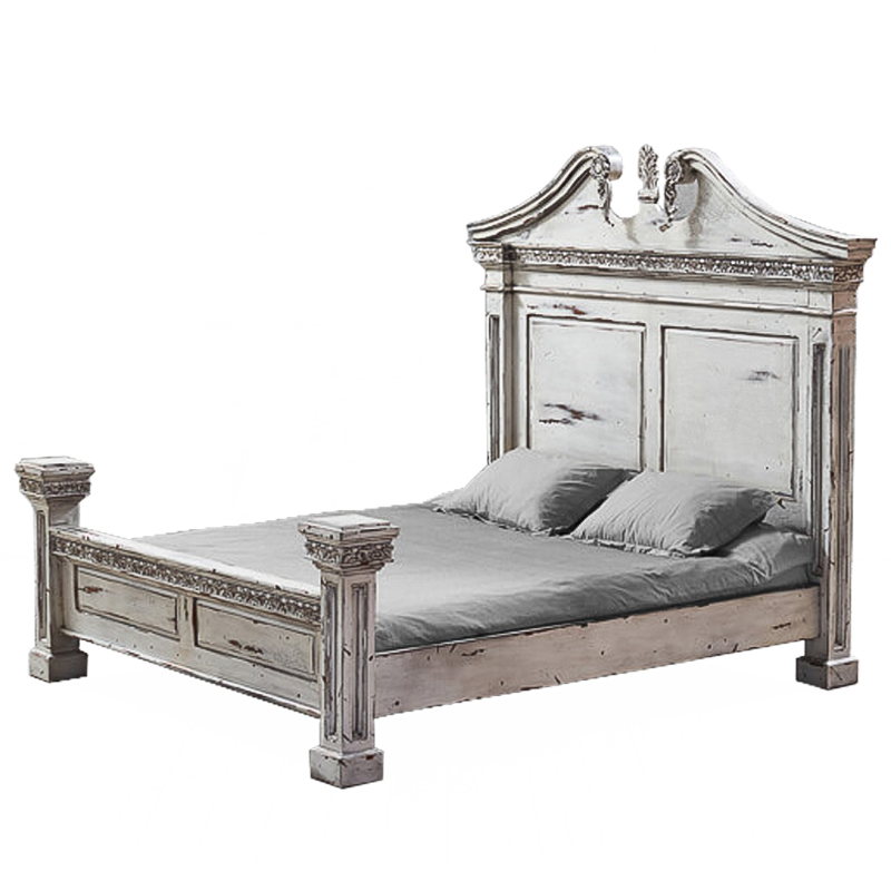 Кровать Gothic Style Bed White Белый винтажная патина Кровать Gothic Style Bed White Белый винтажная патина в Грозном | Loft Concept