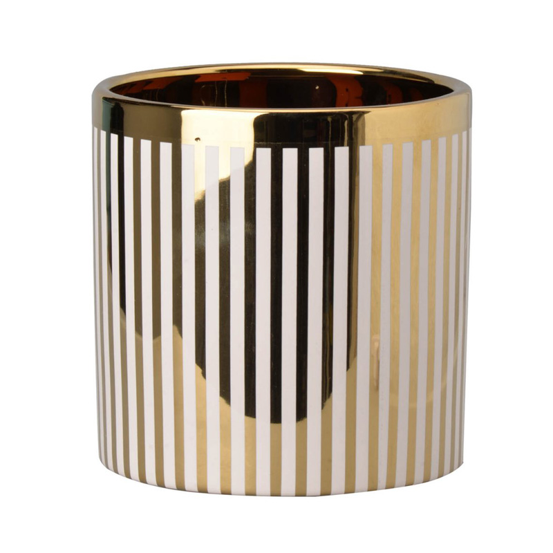 Ваза Gold & White Stripes Белый Золотой Ваза Gold & White Stripes Белый Золотой в Грозном | Loft Concept