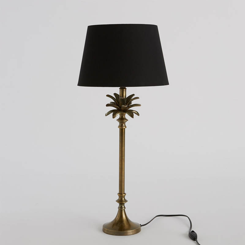 Настольная лампа Palm Black Lampshade Латунь Настольная лампа Palm Black Lampshade Латунь в Грозном | Loft Concept