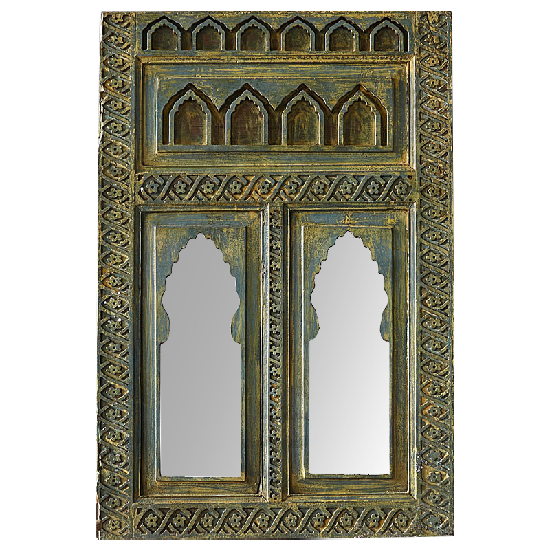 Зеркало Adah Grey Mango Carved Mirror Зеленый Зеркало Adah Grey Mango Carved Mirror Зеленый в Грозном | Loft Concept