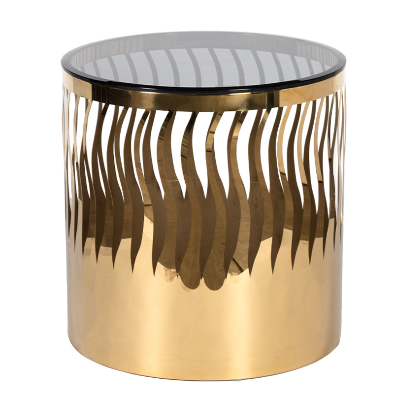Приставной стол Emerson Side Table Глянцевое золото Стекло Смок Приставной стол Emerson Side Table Глянцевое золото Стекло Смок в Грозном | Loft Concept