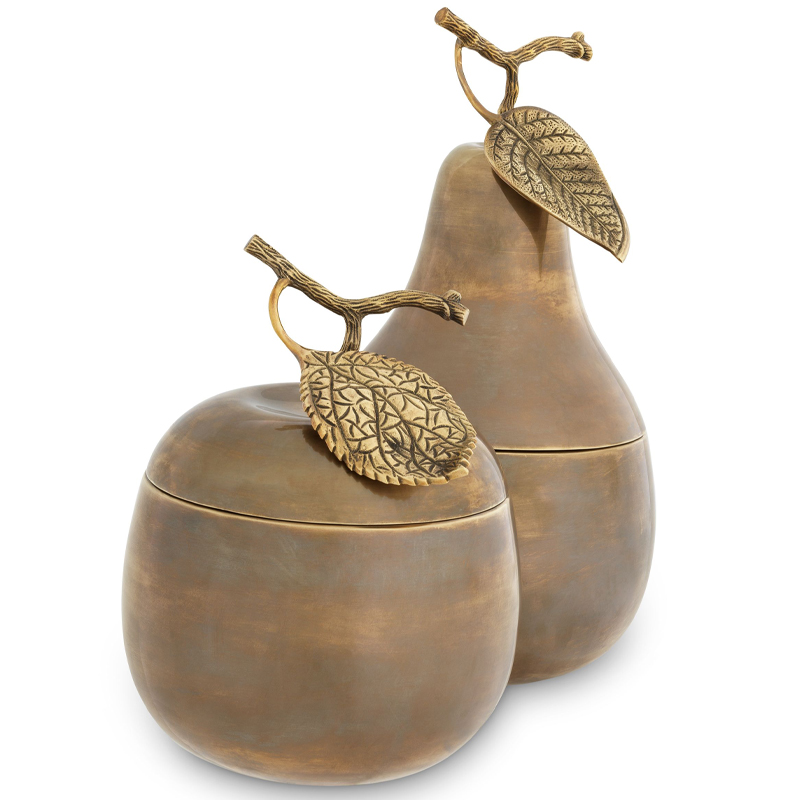Комплект шкатулок Eichholtz Box Apple & Pear set of 2 brass Винтажная латунь Комплект шкатулок Eichholtz Box Apple & Pear set of 2 brass Винтажная латунь в Грозном | Loft Concept