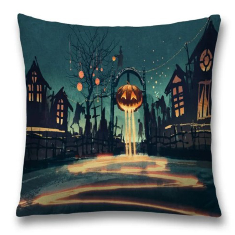 Подушка Halloween Alleyway Черный Синий Оранжевый Подушка Halloween Alleyway Черный Синий Оранжевый в Грозном | Loft Concept
