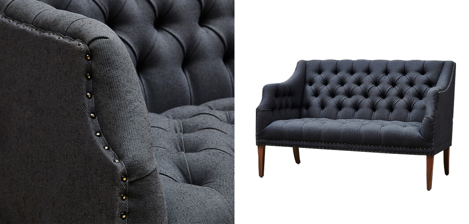 Диван Morton Capitone Sofa темно-серый лен Диван Morton Capitone Sofa темно-серый лен - Loft-Concept в Грозном